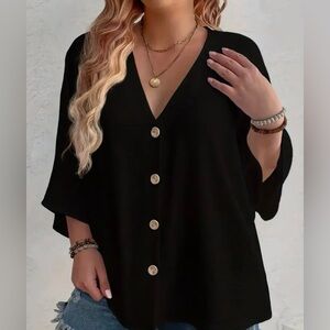 Plus Size Dressy Shirt - Black